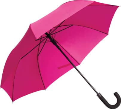 rosa paraply med stor diameter och automatisk öppning