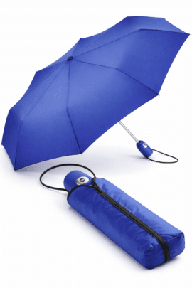 Stormsäkert hopfällbart paraply Hugo i euro blå med Windproof PLUS 