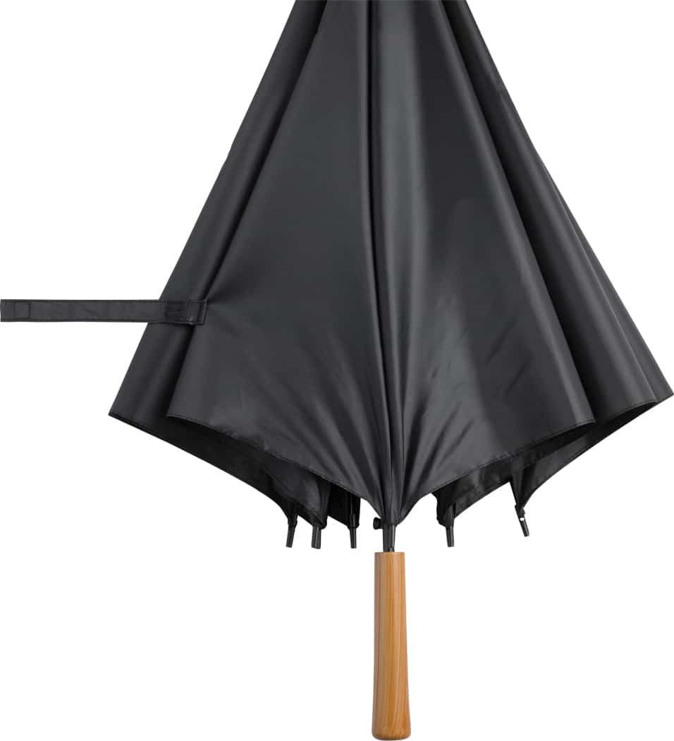 svart paraply Ella öppen med strop och konstruktion