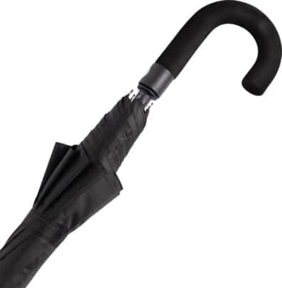 svart paraply med eva handtag och klassiskt krokgrepp
