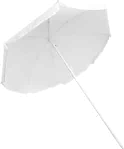 hvid solparasoll til strand og sommer